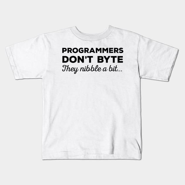 Programmers don't byte, they nibble a bit - Funny Programming Jokes - Light Color Kids T-Shirt by springforce